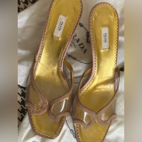 Prada kitten mule slippers 1950’s lucite carved heel retro riviera Italian - Picture 11 of 12